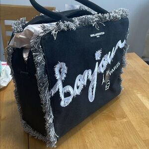 Karl Lagerfeld Black and White Bonjour Tote